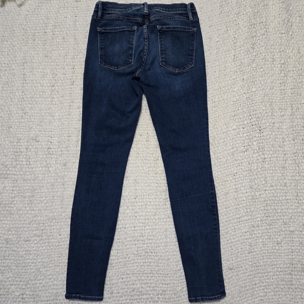 FRAME Denim Le Skinny de Jeanne Jeans Dark Wash Stretch Mid-Rise Skinny Size 28 - Picture 5 of 12